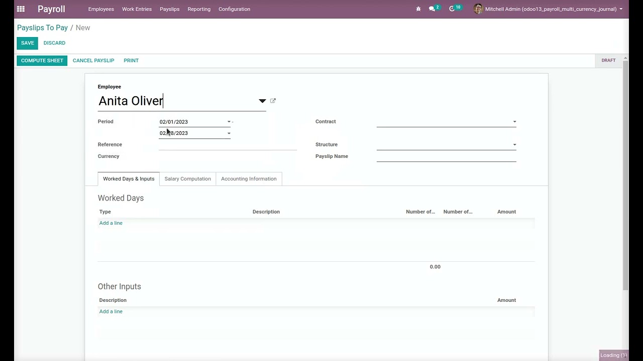 Odoo Payroll Multi Currency Journal App