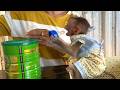 Oh god!! Little girl LIORA made sweet sounds and sucked her nipple when she saw her mom mixing milk