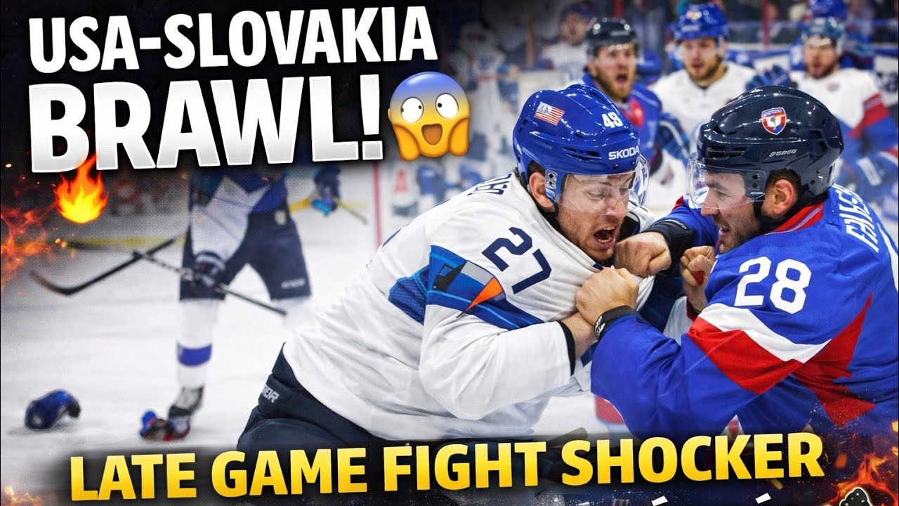 Matthew Vs Brady Tkachuk full fight, USA Vs Slovakia Late Game Fight Erupts In Olympic Semifinal 
