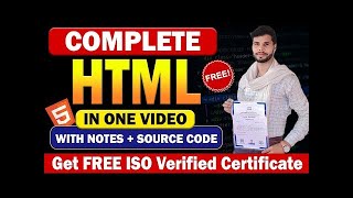 Complete HTML Tutorial for Beginners - in One Video (With Notes + Source Code ) 🔥🔥🔥