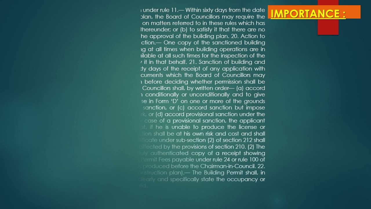 West Bengal Municipal (Building) Rules PART 5 YouTube