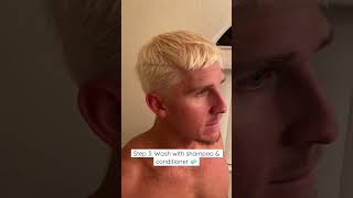 Bleaching my BF hair at ✨2 am✨ #shorts #vlog #hair #bleach #hairbleach #lifestyle #funny #style