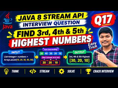 Java 8 Stream API 🔥| Find 3rd, 4th & 5th Highest Numbers(Easy Trick) | Most Asked Interview Question