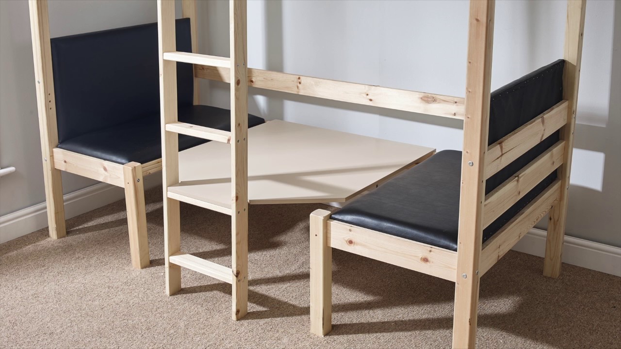 Strictly Beds Duo 3ft Single Solid PIne Bunk Bed with table YouTube
