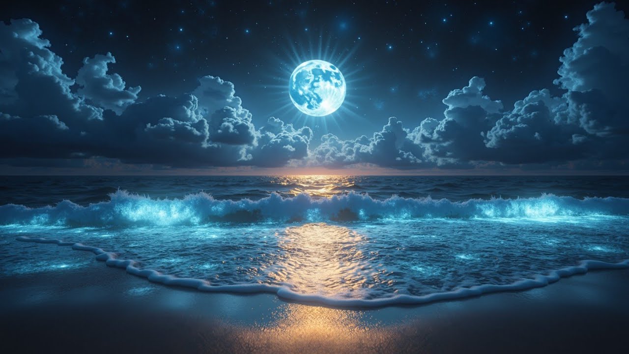 ASMR Лунный Пляж | Успокаивающие Океанские Волны для Глубокого Сна и Расслабления