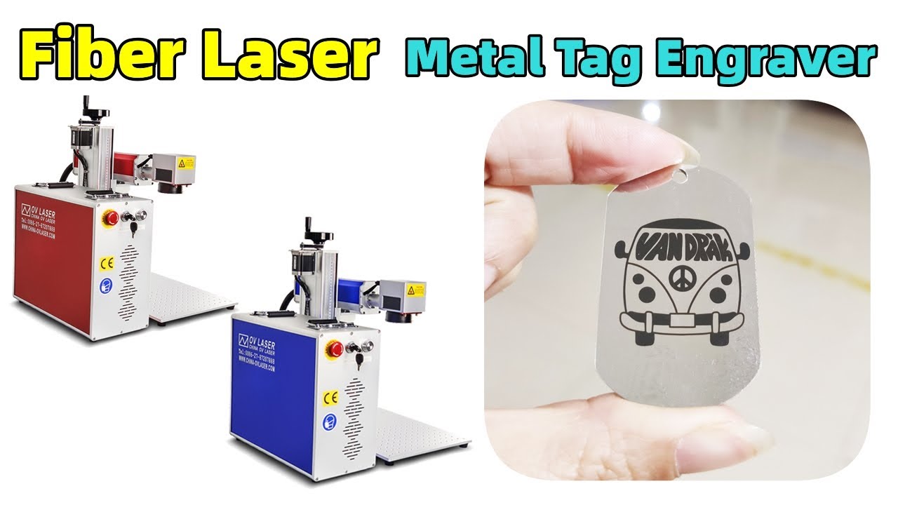 50W fiber laser engraving machine stainless steel engraver metal tags plates logo printing