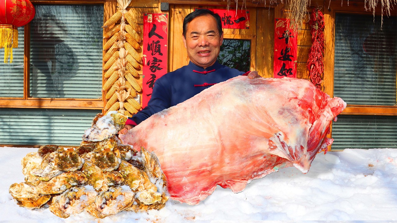 Ледяные огромные бараньи отбивные с устрицами! лучшее зимнее блюдо! | Дядя Сельский Гурман