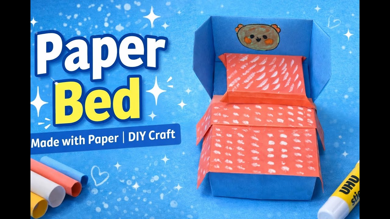 Paper Bed Making 🛏️ | কাগজ দিয়ে সুন্দর বেড তৈরি | DIY Paper Craft