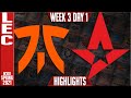 FNC vs AST Highlights | LEC Spring 2021 W3D1 | Fnatic vs Astralis