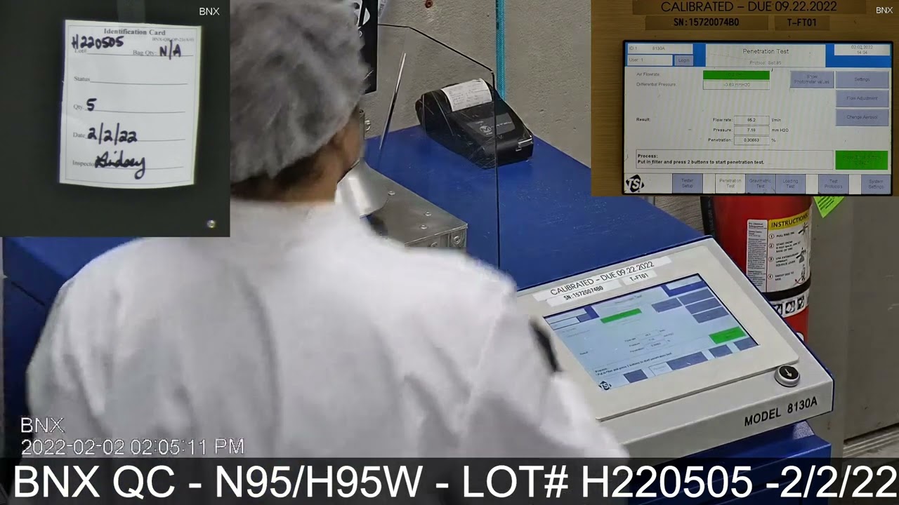 BNX N95 Mask Quality Control Review - Lot / Batch # H220505, Model H95W  - 02/02/22