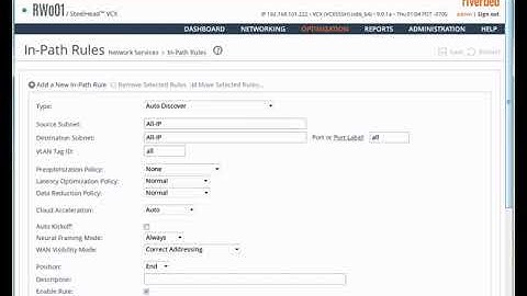 Configuring In Path Rules and Peering on Riverbed SteelHead