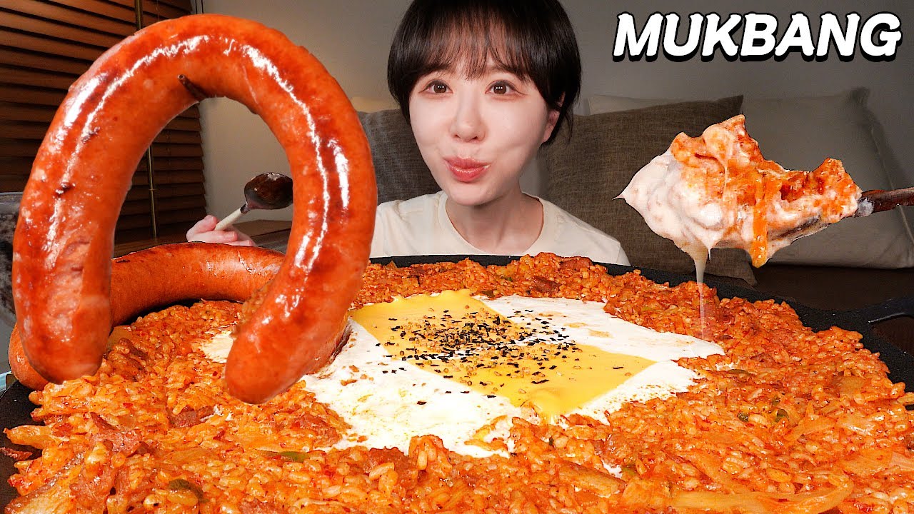 💗생크림,치즈 듬뿍 김치볶음밥+통통한 킬바사 소세지 먹방 Cream Kimchi Fried Rice, kielbasa sausage MUKBANG