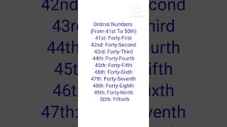 ordinal numbers from 41st to 50th # shorts