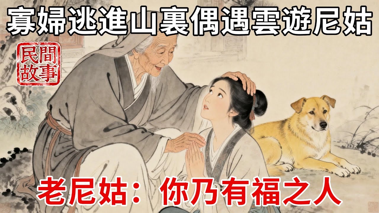 寡婦被惡婆婆誣陷克夫綁在村口受凍，繩子被養的黃狗咬斷，逃進山裏偶遇雲遊老尼姑，尼姑：你乃有福之人，隨我修行！#民間故事 #傳統文化 #原創虛構 #華語有聲書 #槐樹下聽書