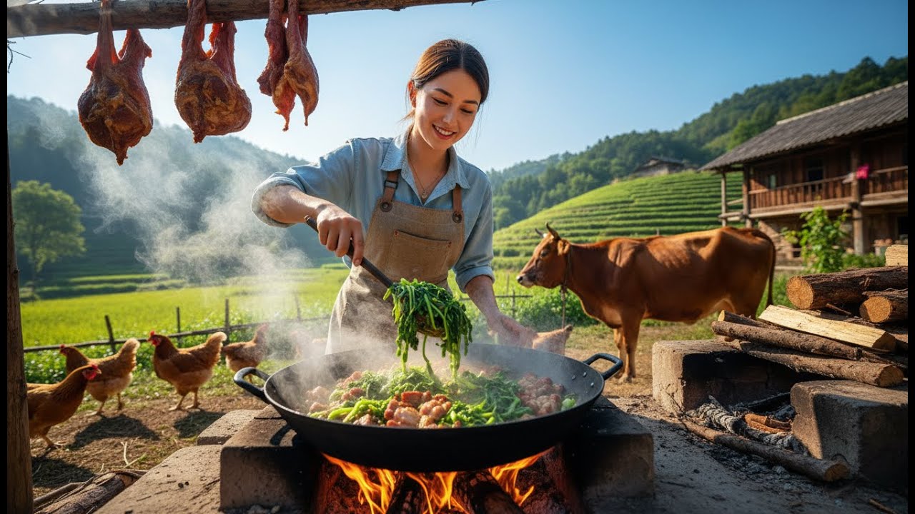 Peaceful Mountain Countryside Life - Harvesting, Animal Care & Traditional Cooking