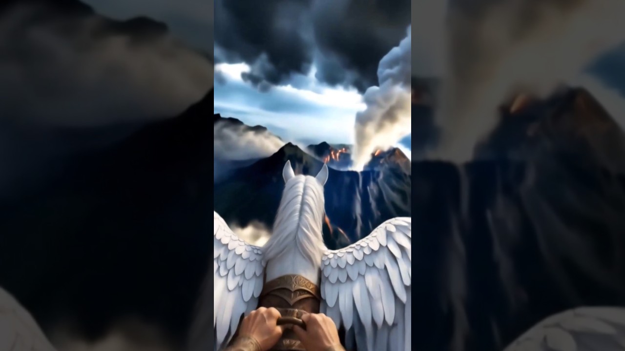 POV: Riding a Flying Horse Over a Volcano 🌋🎬 