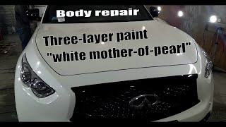 Body repair. Трёхслойная краска «белый перламутр» Three-layer paint "white mother-of-pearl"