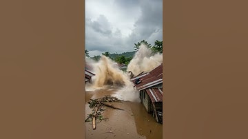 Detik-detik Rumah Hanyut Diterjang Banjir Bandang! 🌊😱 | Simulasi AI untuk Edukasi Bencana