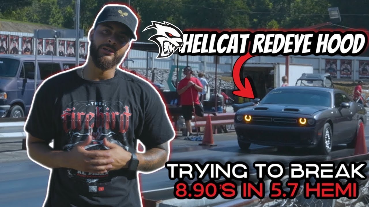 New Hellcat Redeye Hood Install & Drag Racing in my Challenger RT 5.7 Build!