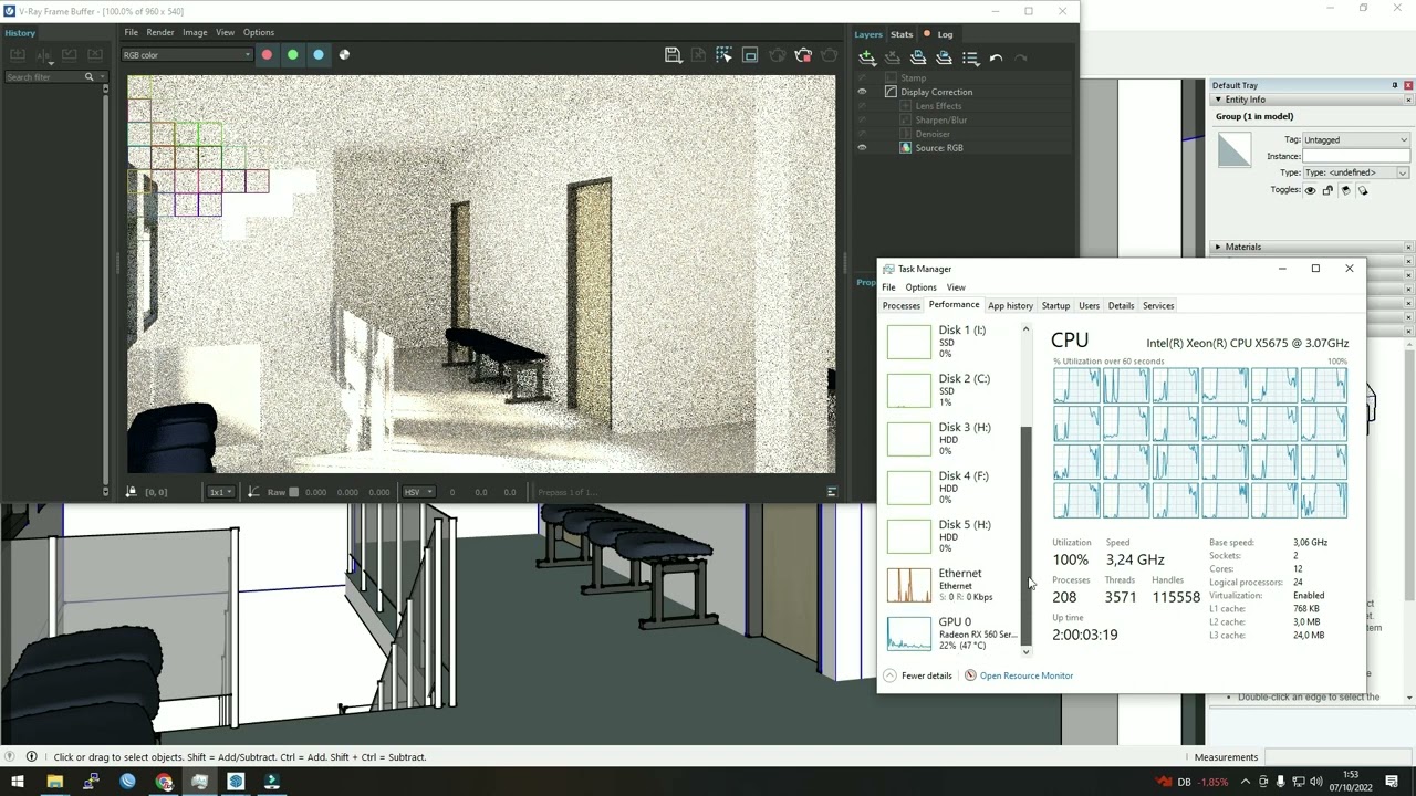 Sketchup 2022 Rendering With Vray 6.00.00 Dual Xeon CPU