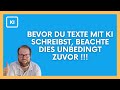 Bevor Du Texte Mit KI Schreibst Beachte Dies Unbedingt Zuvor
