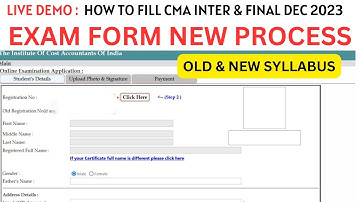 How to Fill CMA Intermediate & Final December 2023 Exam Form New process |Old & New Syllabus