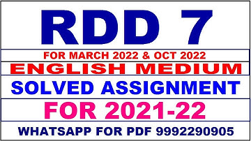 RDD 7 Solved Assignment 2021-22 in ENGLISH,  Whatsapp For Pdf  9992290905.