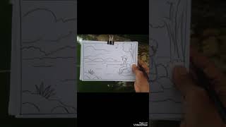 Cara menggambar Aktivitas MEMANCING #menggambarpotongan #art #mancing