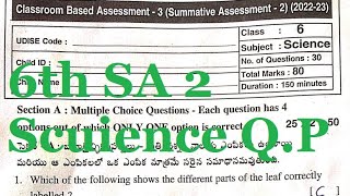 6th SA 2 Science Final annual exam Question paper 🗝️ Answers