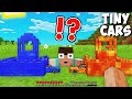 Which TINY CAR CASTLE IS BETTER LAVA vs WATER GARAGE in Minecraft ! SUPER SECRET CAR RACE UPGRADE !