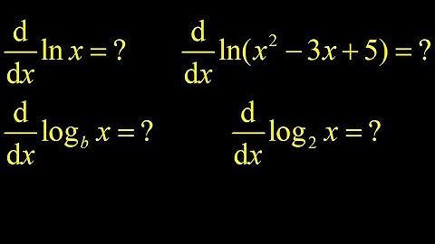 Derivative of lnx, natural log with chain rule, non-standard log derivative, base 2 log derivative.