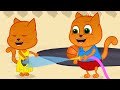 Familia de Gatos - Diversión de Verano y Charco Sucio Dibujos animados para niños