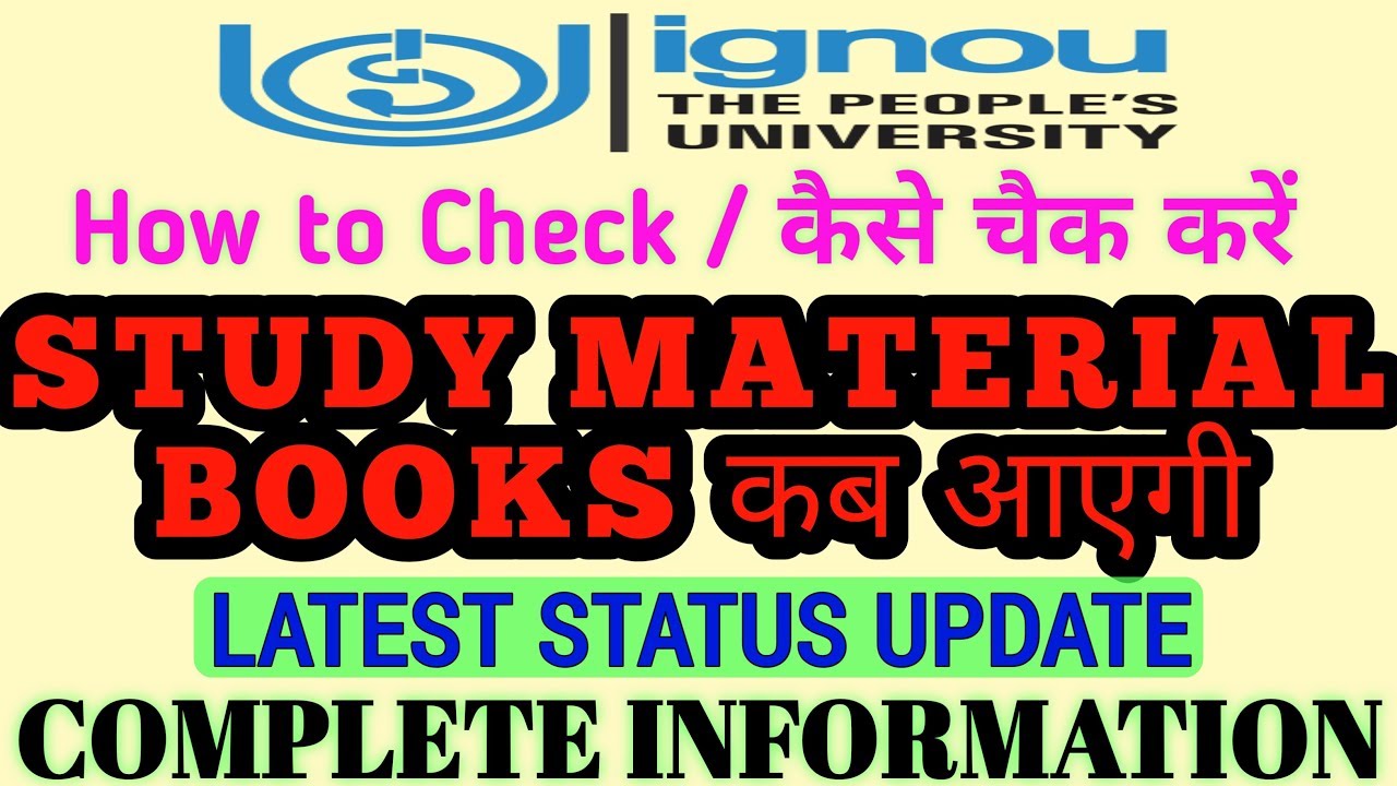 IGNOU STUDY MATERIAL / BOOKS STATUS UPDATE for all Students By TIPS ...