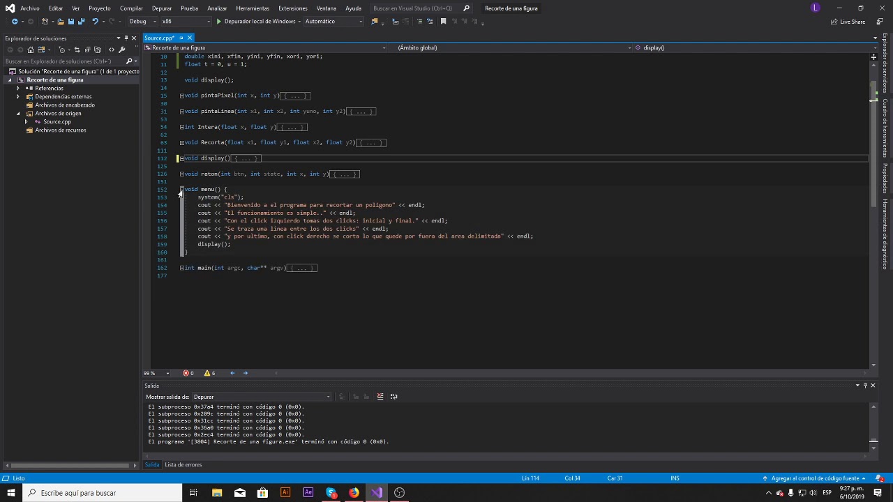 Algoritmo Cohen Sutherland C++ OpenGL - YouTube