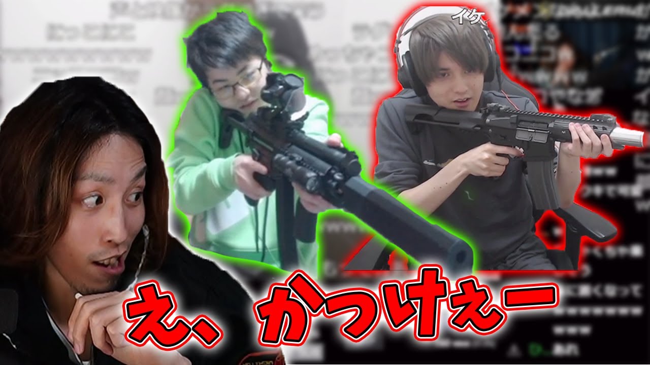 sasaとスタンミの自慢のエアガンを見て大興奮する釈迦【2021/03/26】