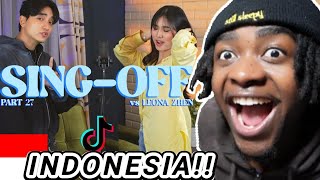 🇮🇩SING-OFF TIKTOK SONGS 27 (JANGAN TUNGGU LAMA-LAMA, DIE ON THIS HILL) VS LEONA ZHEN (REACTION!!)