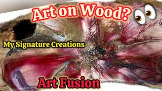 FUSION, Fluid Art joins Natural Wood, Acrylic Painting, #abstractart