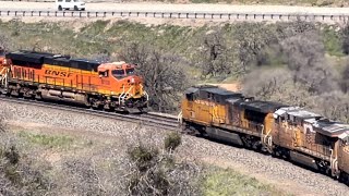 BNSF and UP freight trains in the Tehachapi loop