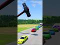 Colourful Big &amp; Small Cars vs Giant Hammer #beamngdrive #shorts