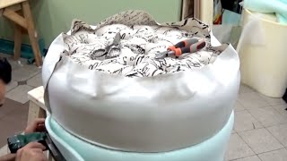 How to upholster a round tufted ottoman