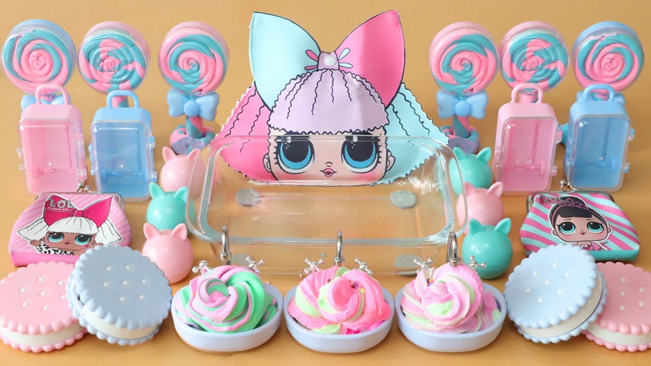 Mixing”Pink VS Mint” Eyeshadow and Makeup,parts,glitter Into Slime!Satisfying Slime Video!★ASMR★