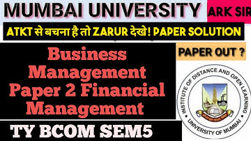 Business Management Paper 2 financial Management 5|Tybcom sem5 Exam 2025 ||Imp|😊|Mumbai University 