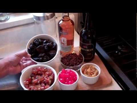 How to prepare the dried fruits for making Caribbean Black Rum Cake.