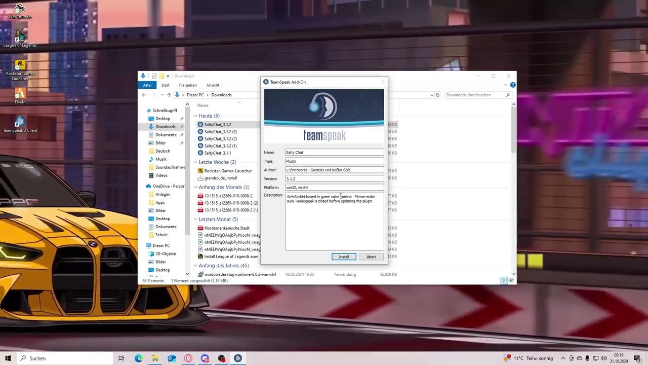 Problem SaltyChat zu installieren. Weißes Blatt nur Teamspeak öffnet sich?