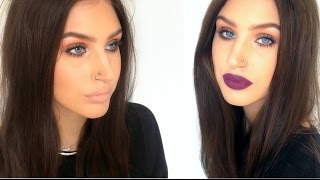 ♡ Fall makeup tutorial | Warm smokey eye, nude / purple lips ♡