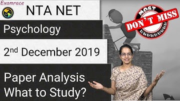 Psychology: 2nd December 2019 NTA UGC NET Exam Analysis | Questions | Topics | What to Study Next?