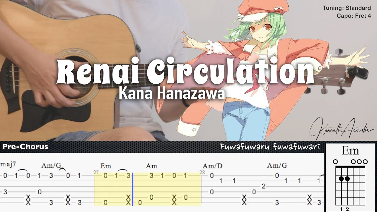 FREE TAB) Renai Circulation - Kana Hanazawa Fingerstyle Guitar TAB + Chords...