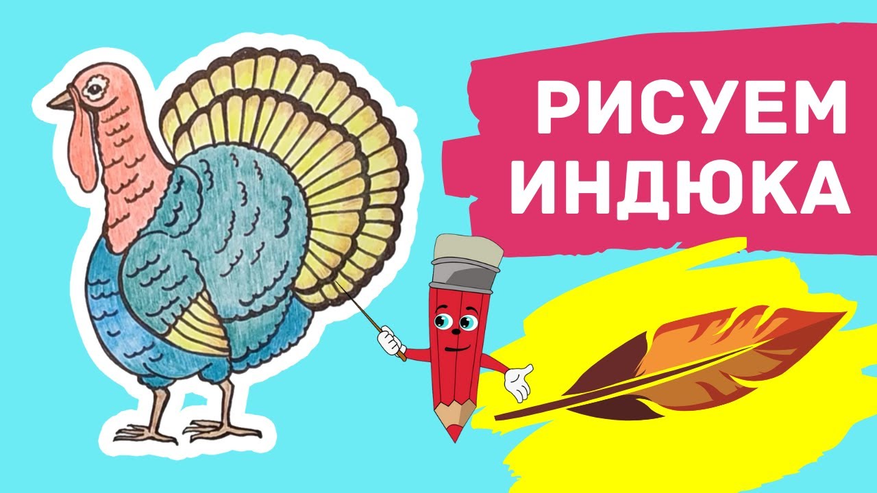 Рисуем индюка ������ | Draw a Turkey - YouTube