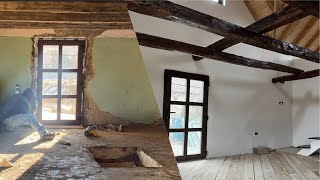 Mud Home Renovation: Varnished Beams & Hardwood Floor Progress