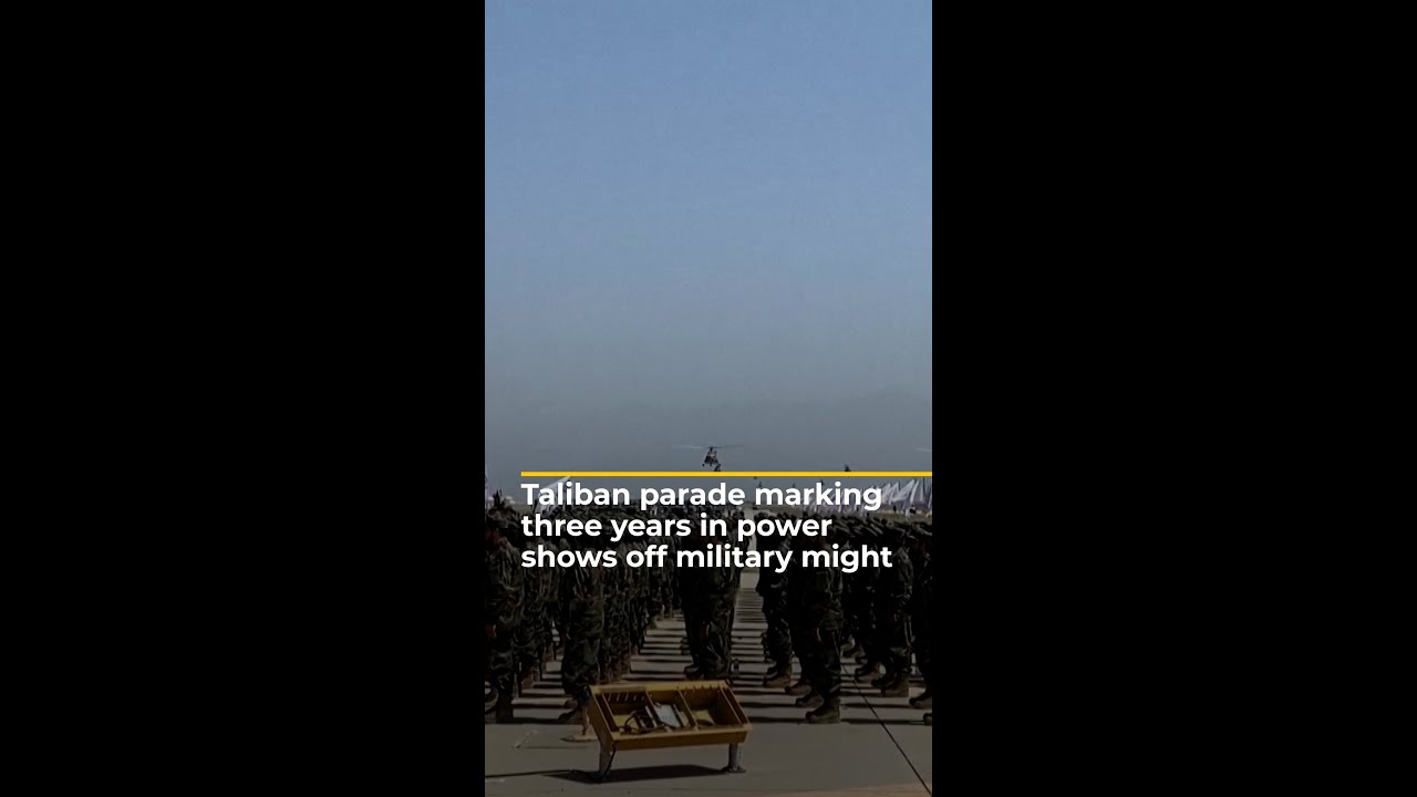 Taliban shows off military hardware on anniversary of Afghanistan takeover | AJ #shorts